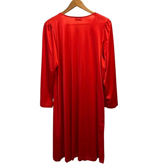 Vintage Vanity Fair Size Large Made in the USA Red Button Up Lace Collar Robe - Picture 5 of 6